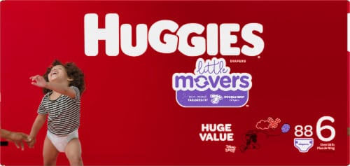 Huggies Little Movers Baby Diapers, Size 6 (35+ lbs) - Size 6 / 88 Count