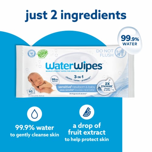 WaterWipes Sensitive+ Newborn & Baby Wipes - Unscented