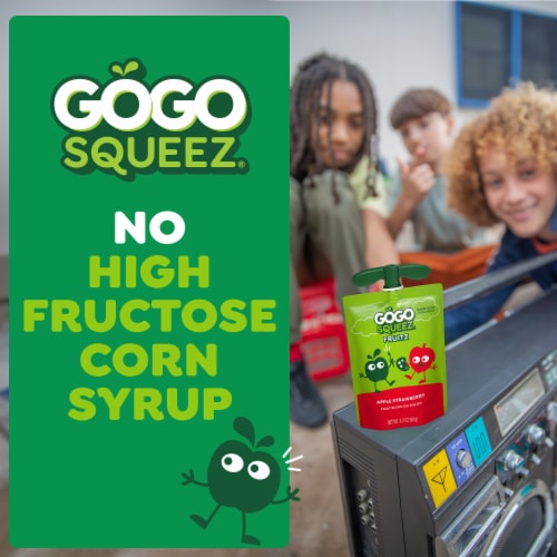 GoGo squeeZ No Sugar Added Apple Strawberry Applesauce & Fruit Puree Pouches - GoGo squeeZ No Sugar Added Apple Strawberry Applesauce & Fruit Puree Pouches