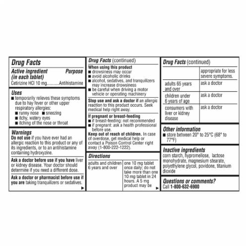 Kroger® Allergy Tablets Cetirizine HCl - 70 ct