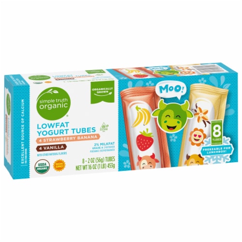 Simple Truth Organic® Strawberry Banana & Vanilla Lowfat Yogurt Tubes - Simple Truth Organic® Strawberry Banana & Vanilla Lowfat Yogurt Tubes