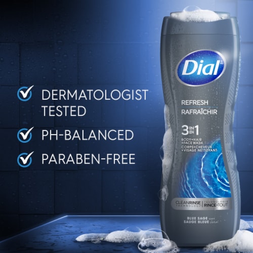 Dial Refresh & Renew Mens 3-in-1 Body Hair and Face Wash Hydro Fresh - Dial Refresh & Renew Mens 3-in-1 Body Hair and Face Wash Hydro Fresh